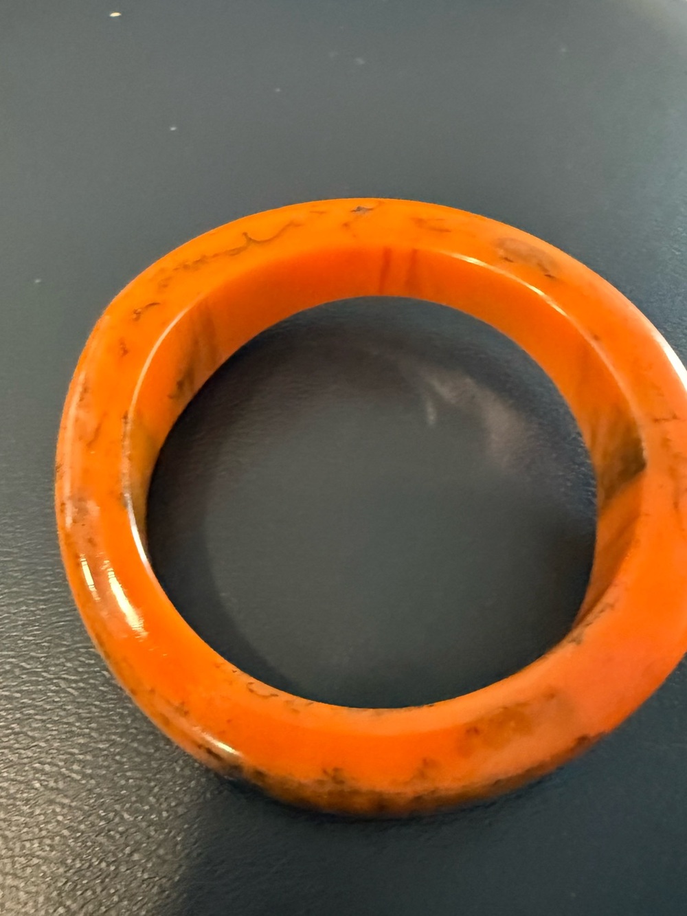 Vintage Catalin Bakelite Asymmetrical Orange Caramel Marbled Swirl Bracelet